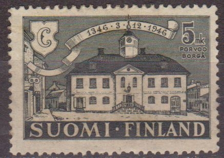 Finlandia 1946 Scott 254 Sello º Antiguo Ayuntamiento Porvoo 5mk Suomi Finland